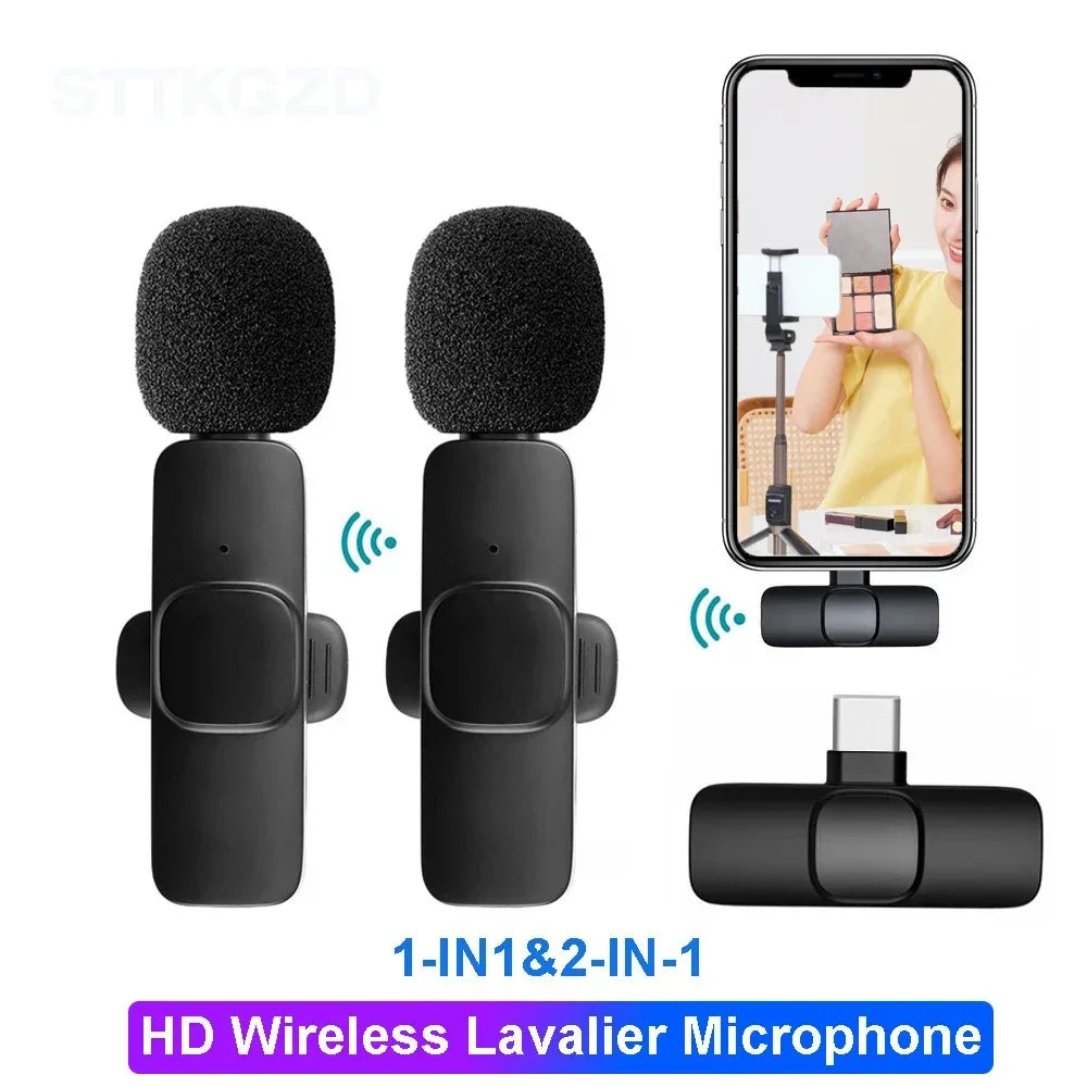 Lavalier Wireless Bluetooth Microphone Portable Audio Video Recording Mini Mic for Live Broadcast Gaming Phone Type-C
