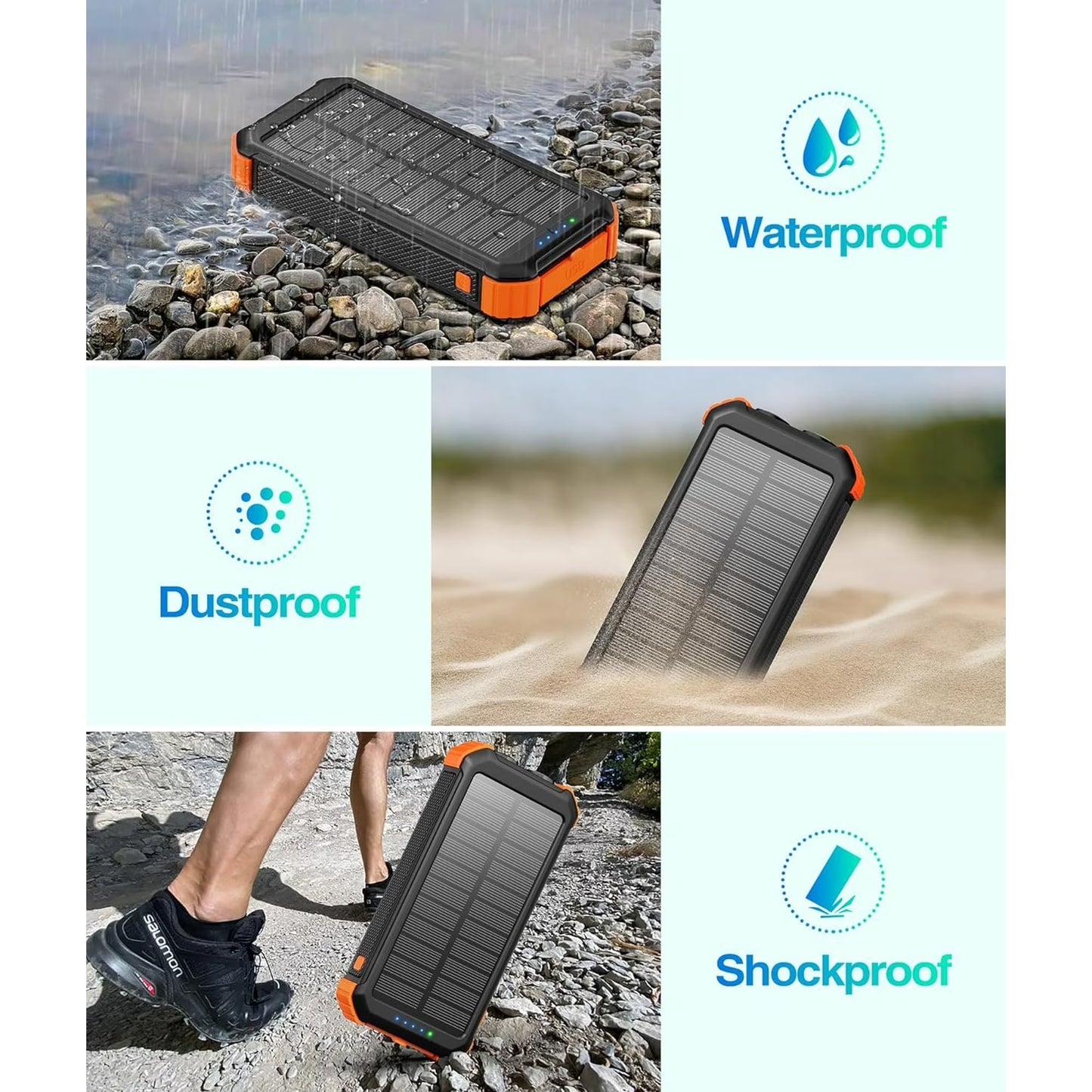 45800Mah Solar Power Bank 15W Fast Charging, Solar Charger Compatible for Iphone, Android Phone