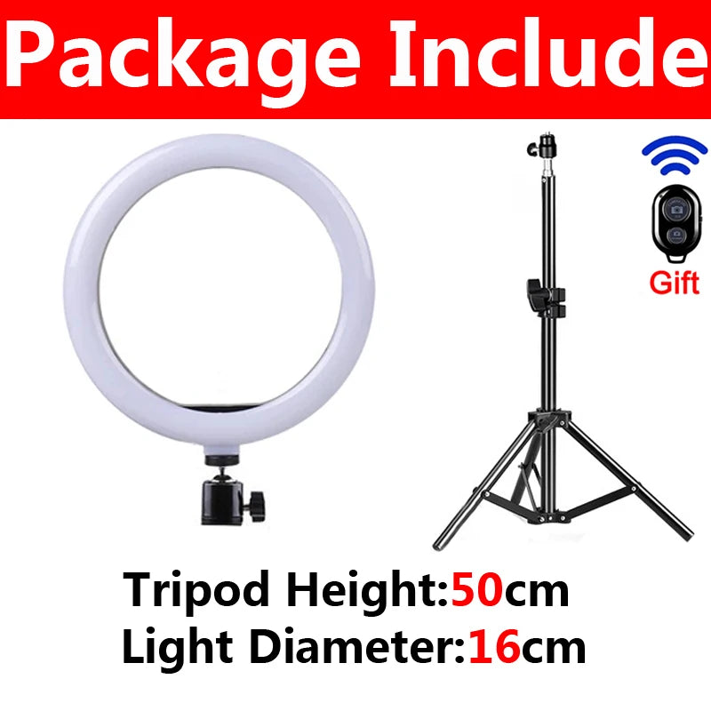 33Cm LED Selfie Ring Light Photography Lights Warm Cold Lamp with Tripod Dimmable USB Ringlight for Tiktok Video Live Fill Lamp