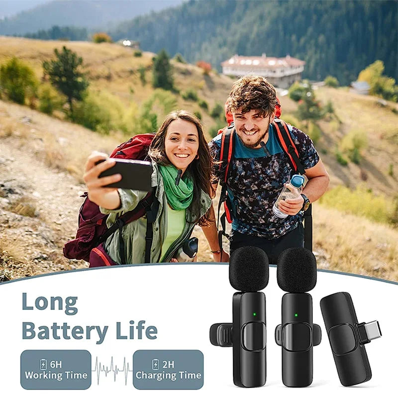 Lavalier Wireless Bluetooth Microphone Portable Audio Video Recording Mini Mic for Live Broadcast Gaming Phone Type-C