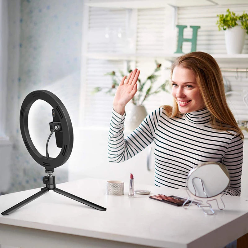 33Cm LED Selfie Ring Light Photography Lights Warm Cold Lamp with Tripod Dimmable USB Ringlight for Tiktok Video Live Fill Lamp