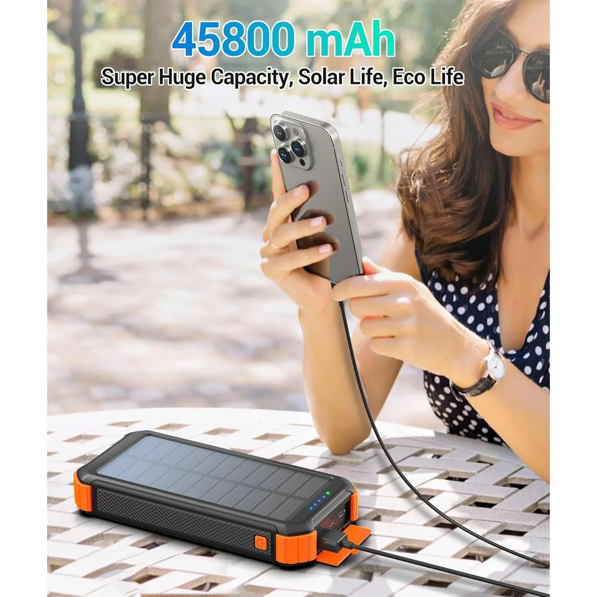 45800Mah Solar Power Bank 15W Fast Charging, Solar Charger Compatible for Iphone, Android Phone